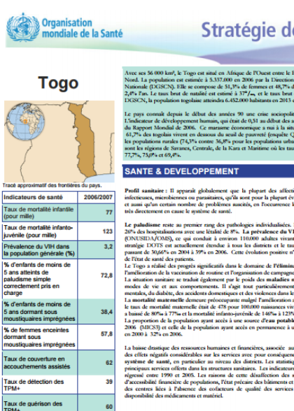 Un aperçu de la Stratégie de Coopération: Togo 